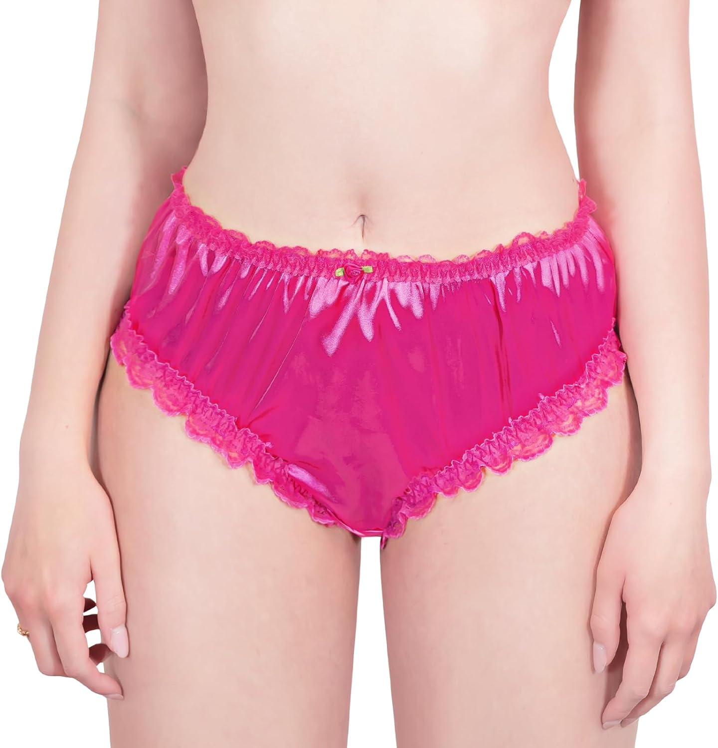 Littleforbig Unisex Hipster Briefs Sissy Lacy Frill Satin Panties Briefs for Crossdressers - Image 2