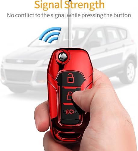 Miniatura 5 de Sindeda Funda para Llave con Control Remoto Ford con Llavero, Carcasa Suave de Protección Completa, Compatible con Ford F150 F250 F350 F450 F550