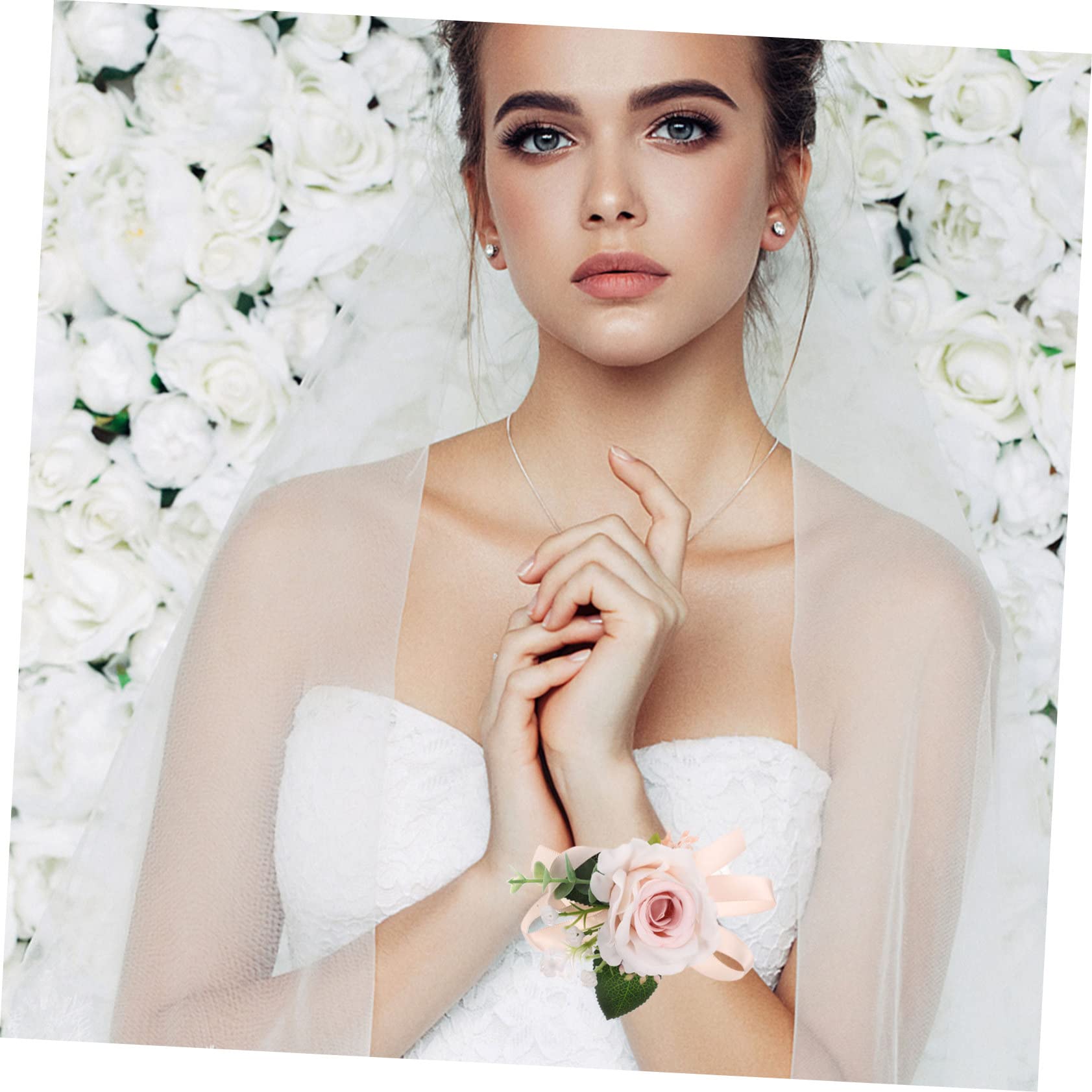 MAGICLULU 6 Stück Elegantes Armband Blumen aus Stoff für Hochzeit Brautjungfer Accessoire Zarte Handgelenksdekoration für Hochzeitsfeier