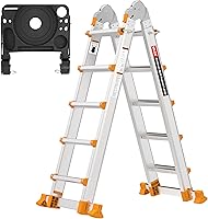 Valeo 17FT Multi-Position Telescoping Ladder - A-Frame 5-Step Extension, 330lbs Load, Anti-Slip Stabilizer Bar for Home, Roof, Indoor Outdoor Use