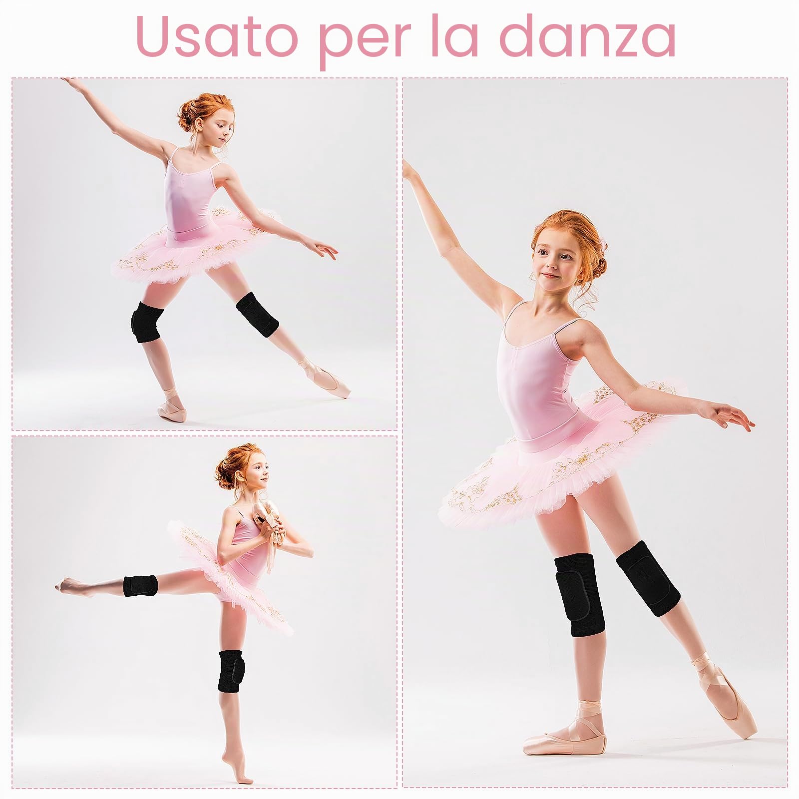 Ginocchiere per bambini, ginocchiere per danza per bambini, spugna addensata per ginocchiere da pallavolo, ginocchiera sportiva antiscivolo per giovani ragazze, ginocchiere elastiche e morbide per