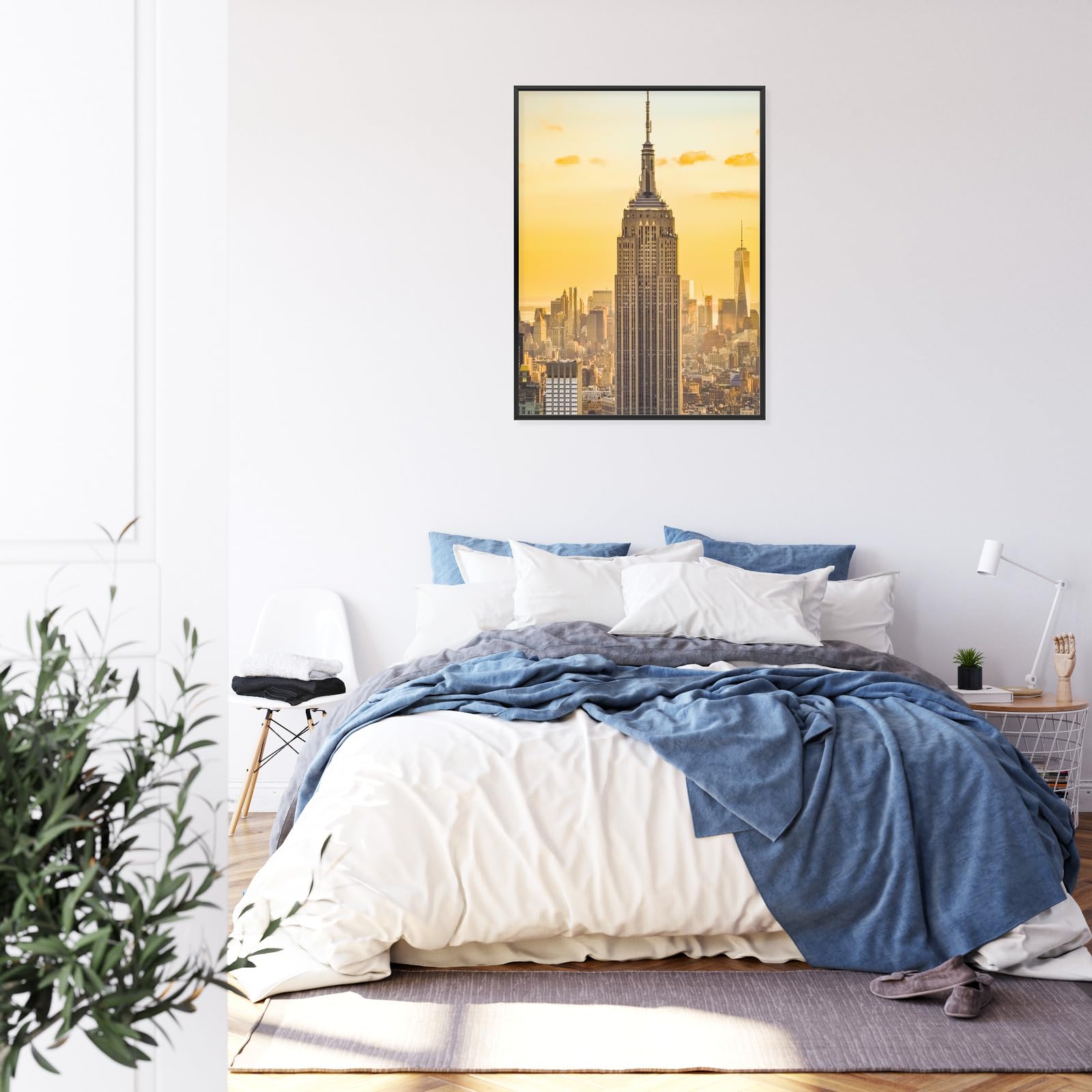 WALLERO Poster New York Top of the Rock al tramonto con Cornice in Alluminio Nera – Decorazione Moderna da Parete e Stampa Artistica | Decorazione per Soggiorno, Camera da Letto 30x40