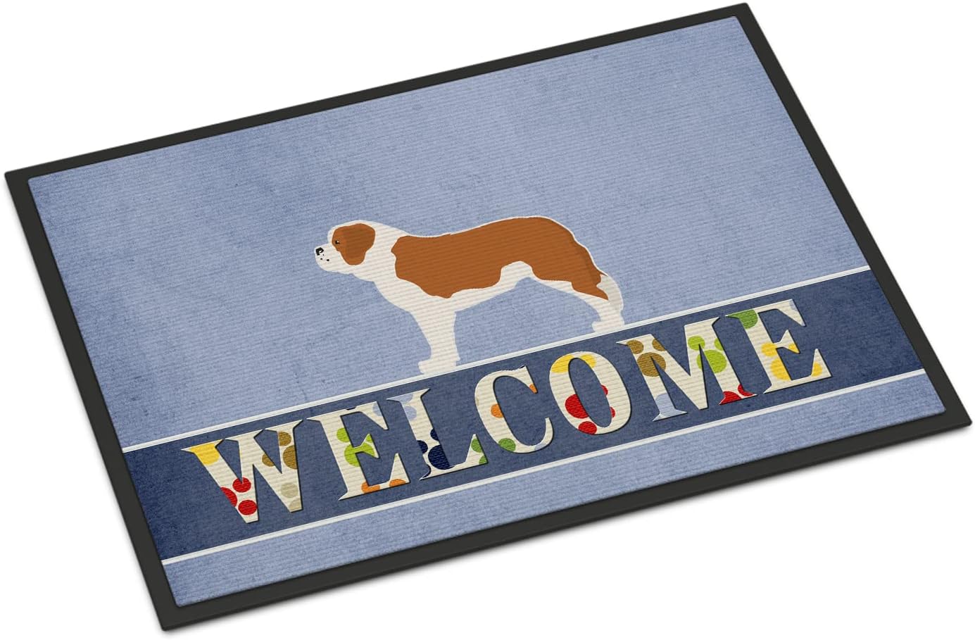 Caroline's Treasures BB5580JMAT Saint Bernard Welcome Doormat 24x36 Front Door Mat Indoor Outdoor Rugs for Entryway, Non Slip Washable Low Pile, 24H X 36W