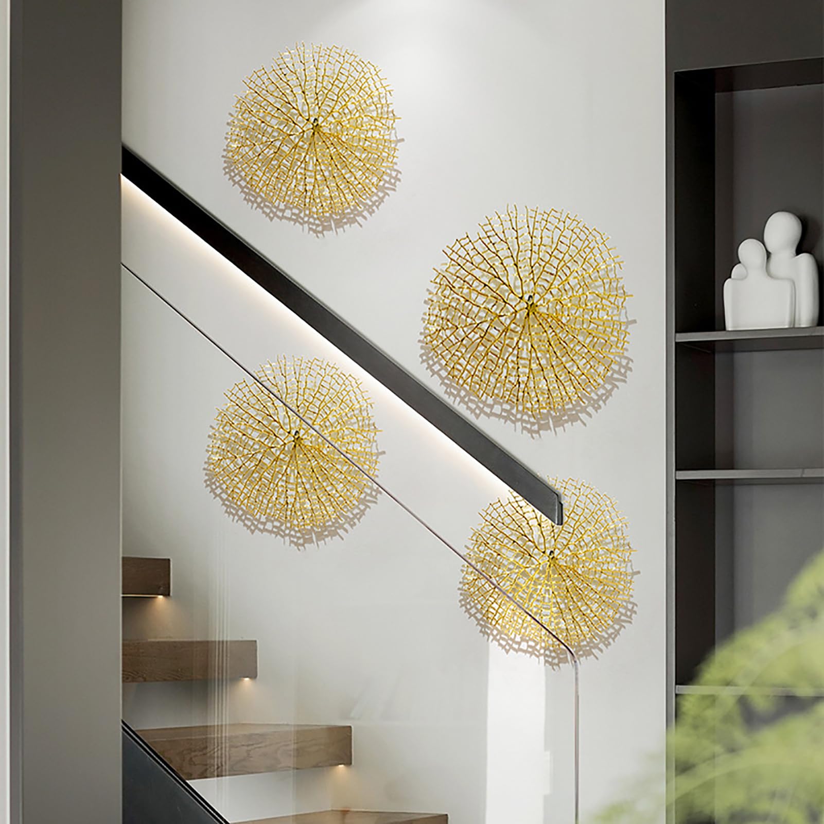 Amazon.co.jp: 金の金属の壁の装飾、居間のための現代抽象的な芸術の壁