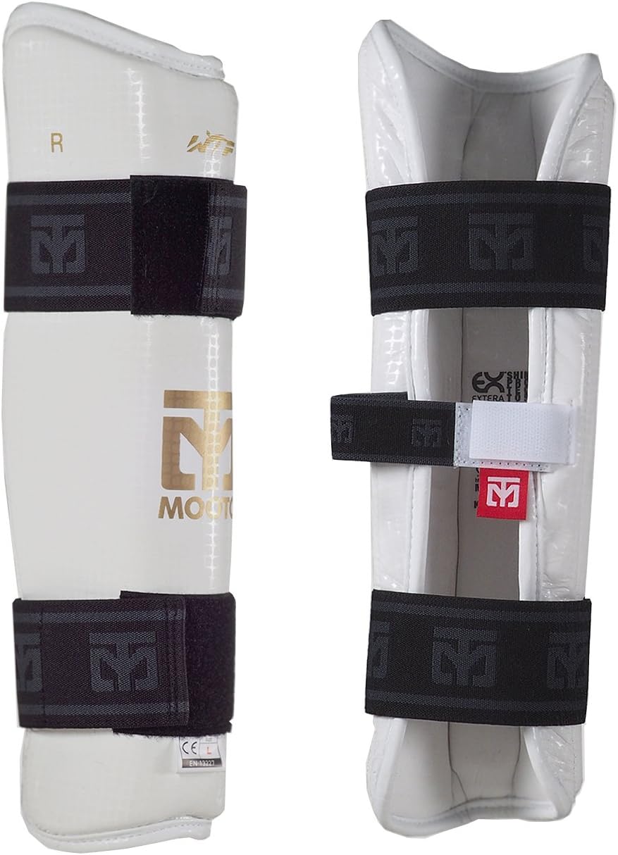 MOOTO New Taekwondo Shin Protector WTF Approved White XS (White, 1.XS(3.81-4.39ft or 116-134cm))