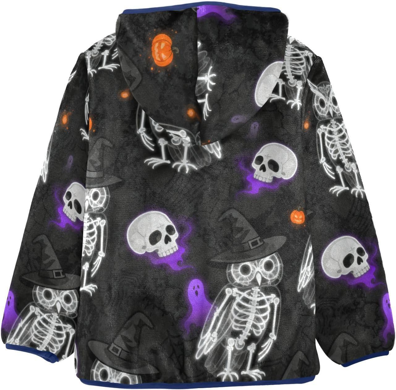 Halloween Owl Skeleton Black Jackets for Toddler Outerwear Jackets & Coats Navy Blue Baby Boys Fall Fleece Jacket