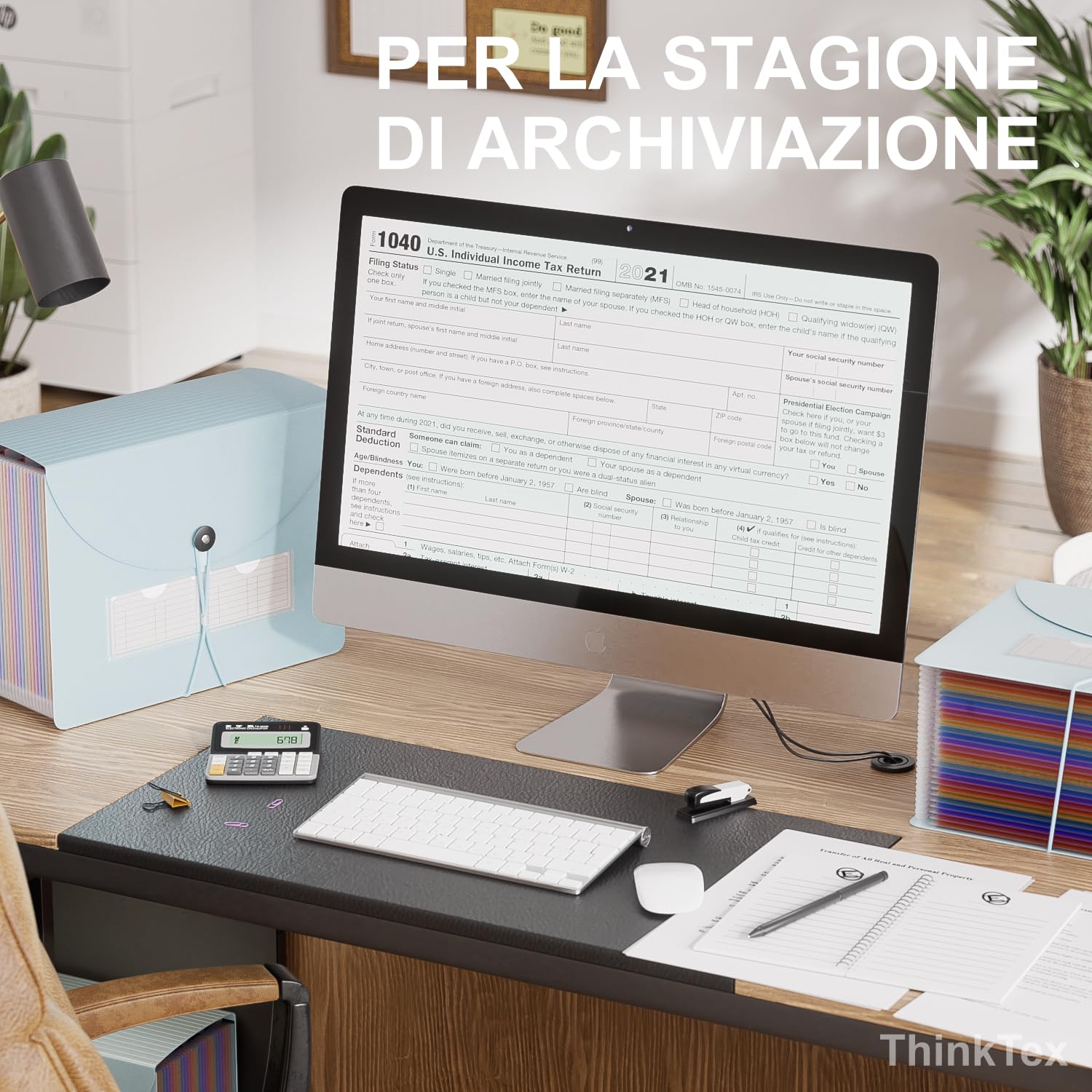ThinkTex 26 Tasche Raccoglitore Documenti, A4 Porta Documenti, Raccoglitore a Fisarmonica, Archivio Documenti, Portadocumenti Ufficio, Formato Lettera/A4 - Morandi Blu