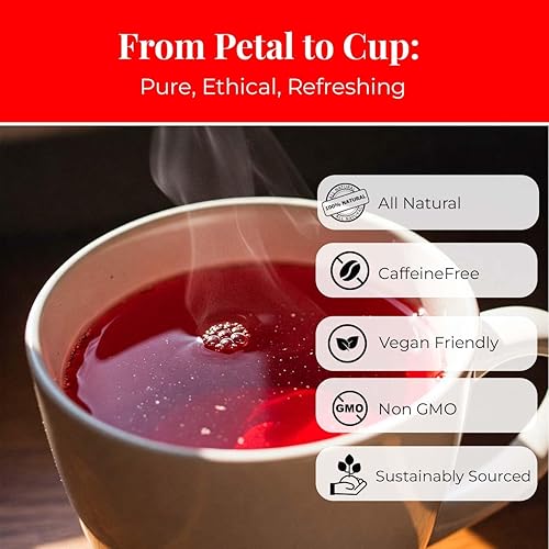 Miniatura 2 de Flores de hibisco secas de 2.6 onzas, flores secas de hibisco, flor de Jamaica, hoja suelta de hibisco para té, sin OMG, sin cafeína.