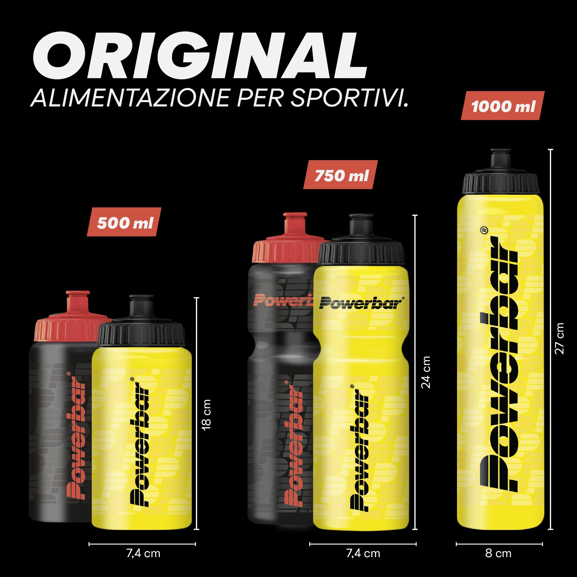 Powerbar – Borraccia Sportiva – 750 ml – gialla – A prova di perdite e lavabile in lavastoviglie, senza BPA
