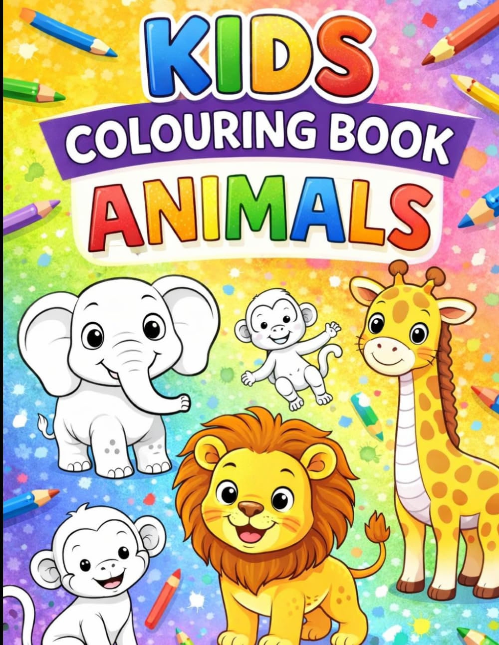 Cute Animal Illustration Colouring Book for Toddlers and Kids aged 3 to 7