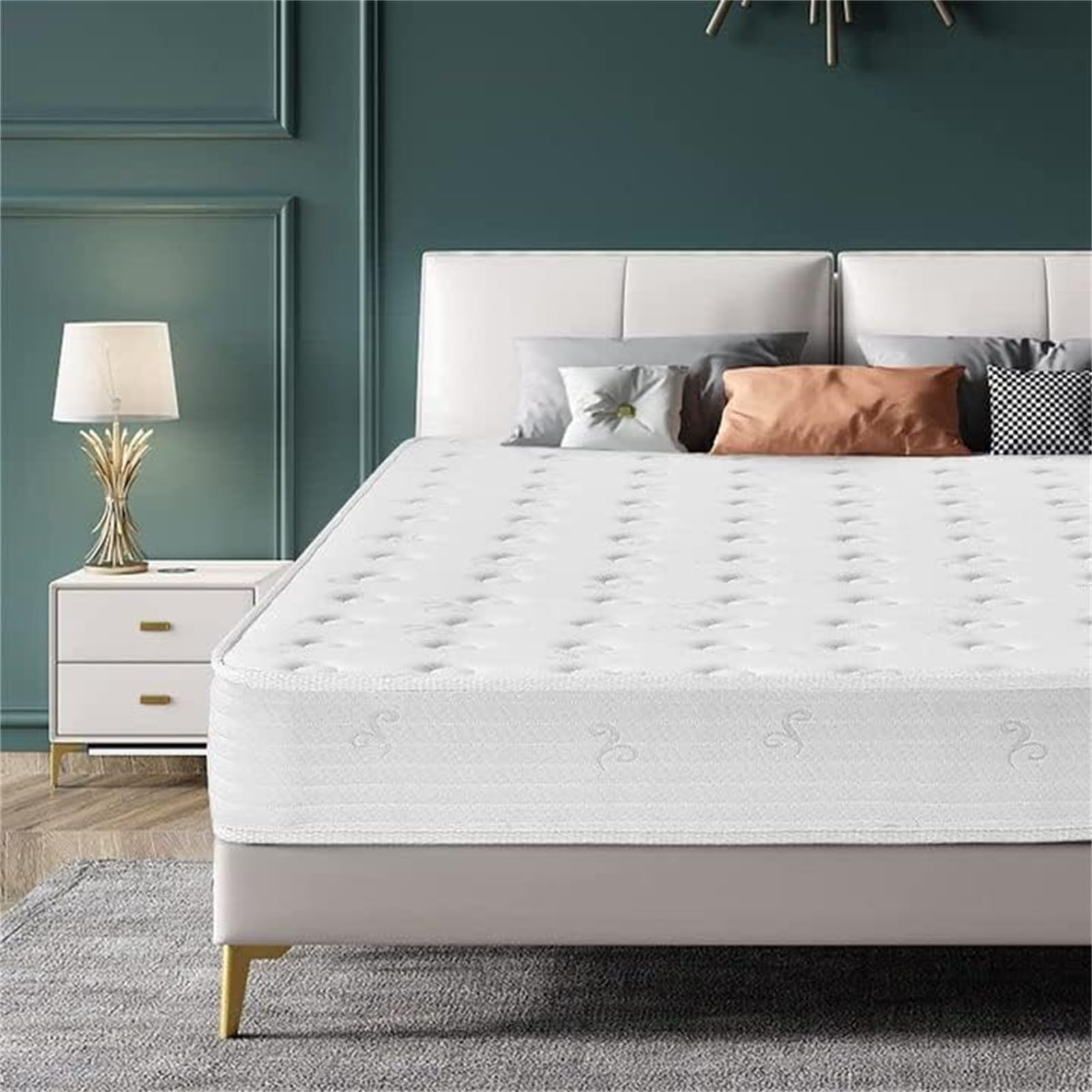Good Nite King Size Mattress 8 Inch Pocket Sprung Memory Foam 5FT with Breathable Foam and Luxurious Jersey Knitted Fabric Medium Firm Bed Mattress Fire Resistant 150x200cm