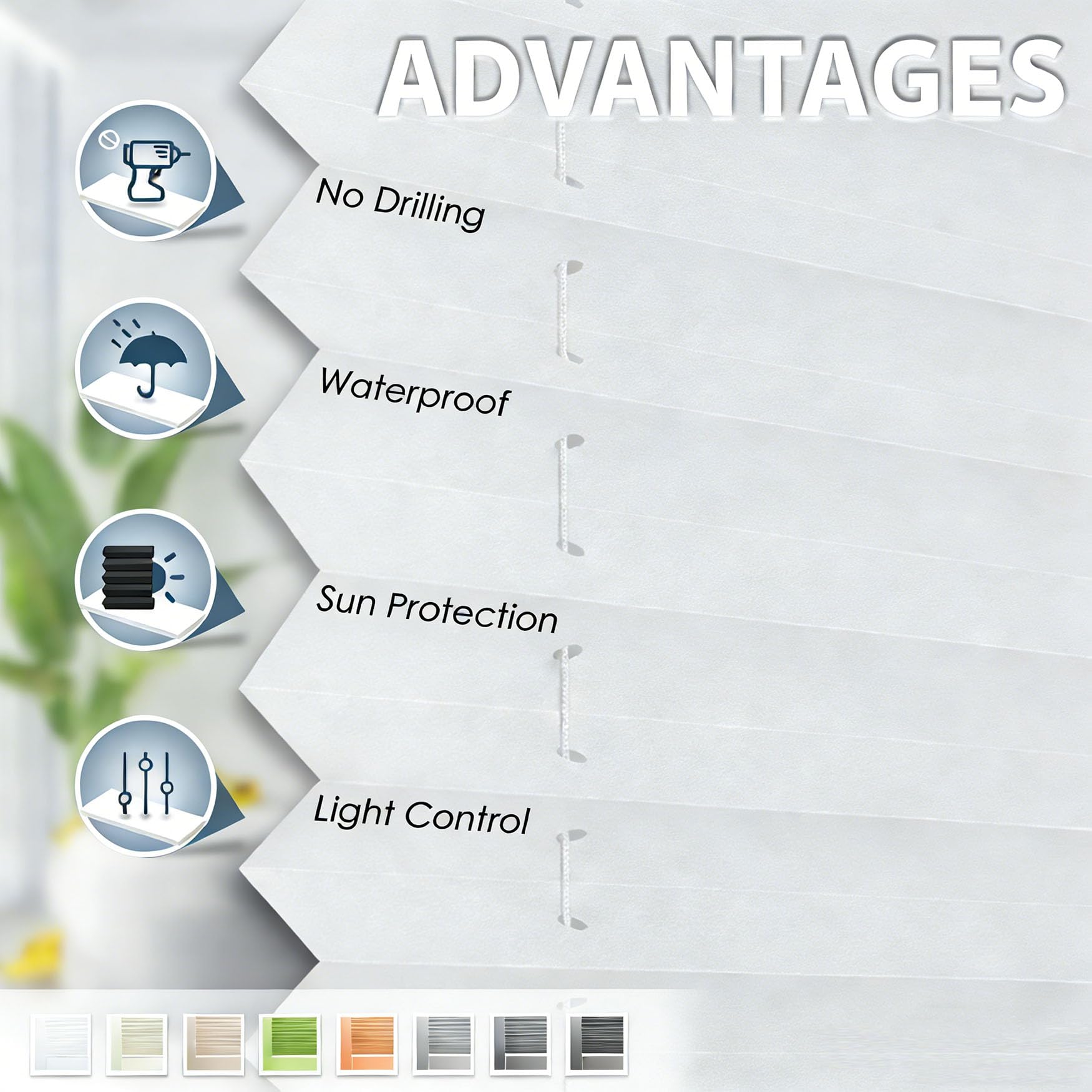 Estor Plisado sin Taladrar 50 x 200 cm Filtrado de Luz y Protección Visual Solar UV Persianas Plisadas sin Taladrar con Soportes de Sujeción para Ventanas y Puertas, Blanco