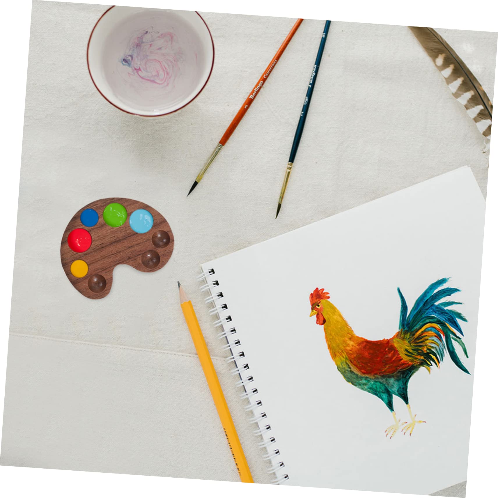 Lurrose 3pièces Palette De Couleurs Bois pour Aquarelle Boîte De Rangement pour Pigments Palette De Peinture Bois Accessoire Artistique pour Étudiants Et Professionnels