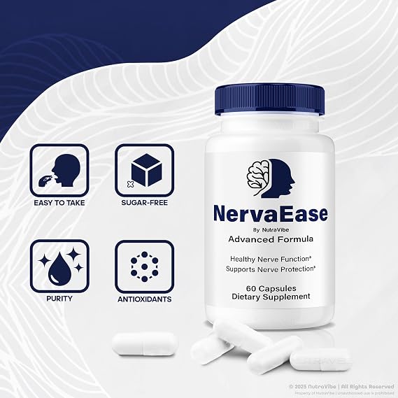 NervaEase Capsules Derived from Popular NervaEase Cream Formula | Premium Nerve Support Formula with Natural Ingredients for Comfort & Relaxation | Easy-to-Take Pills (60 Capsules)