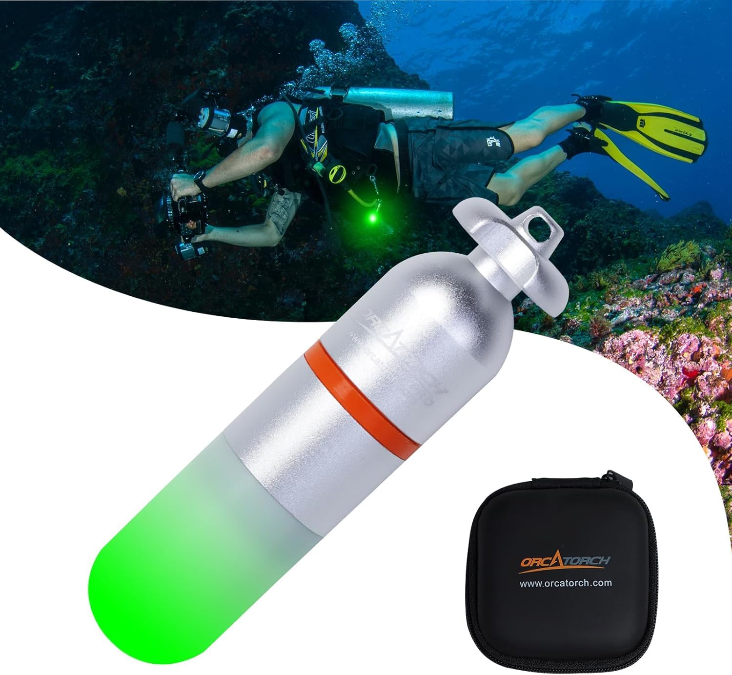 ORCATORCH SD01 Mini Strobe Signal Light Scuba Dive Beacon Diving Night Dive LED Marker Flashy Safety Lamp Firefly Diving Light with AAA Battery, for 150M Underwater Diving (5 Colors Option) (Green) [Energy Class A+++]