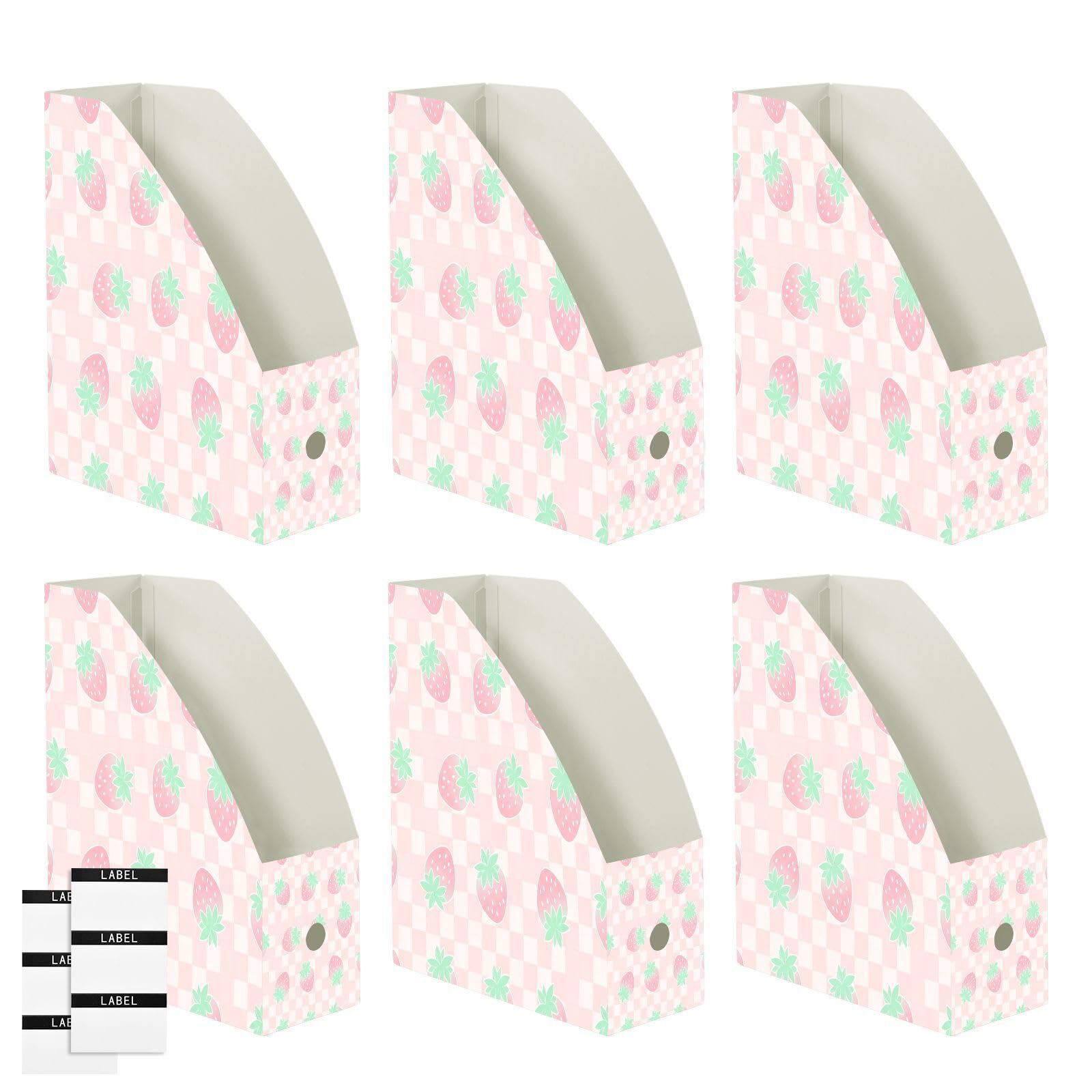Ttgoth Magazine File Holder for Desk, PP File Organizer for A4 Documents and Magazines, Foldable Desktop Storage Box with Labels for Office, School, Home, 6 Pack