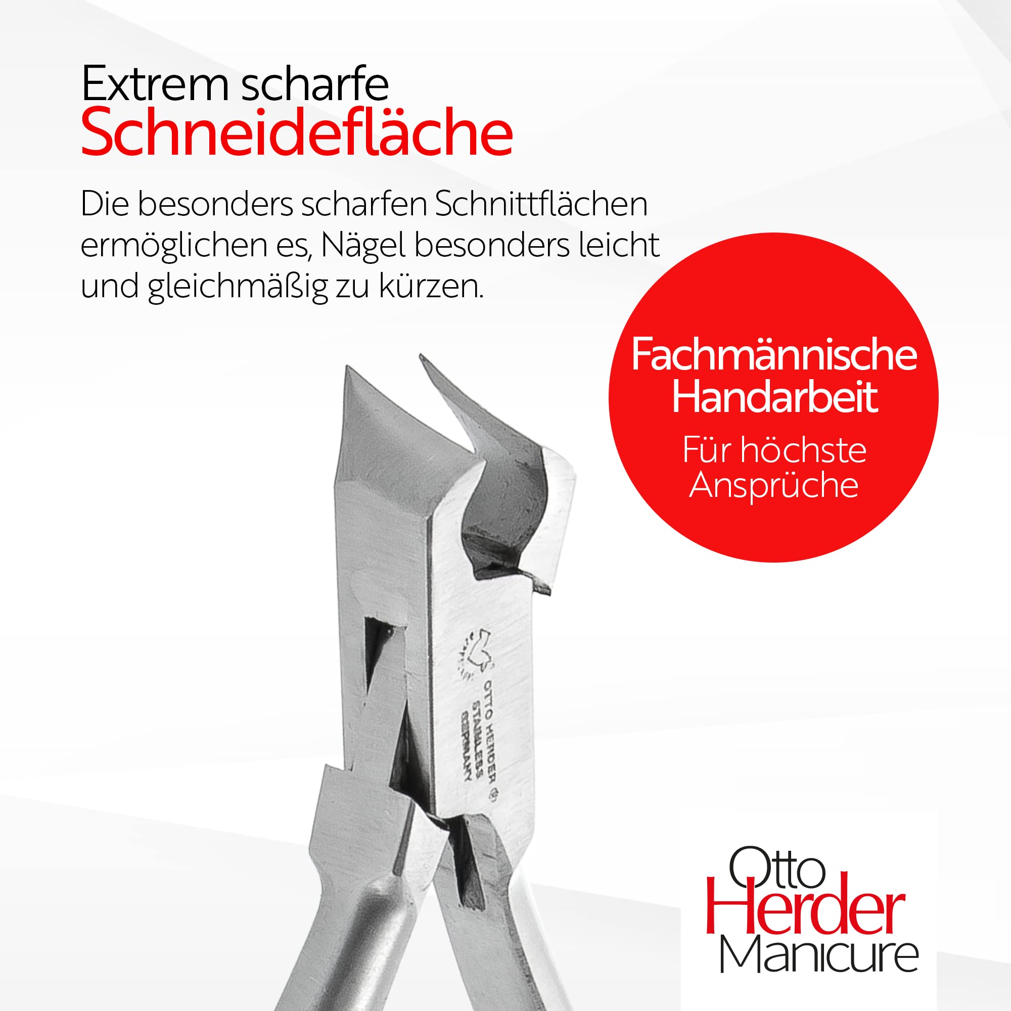 Otto Herder Manicure Nagelzange 11,5 cm, Kopfschneider aus Edelstahl, Nagelschneider für eingewachsene Fußnägel und Fingernägel