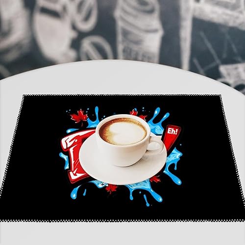 Miniatura 7 de Canada Eh Red Maple Leaf Placemats Set of 6 Resistant Table Mats Washable Place Mats for Dinner Party Table Decoration