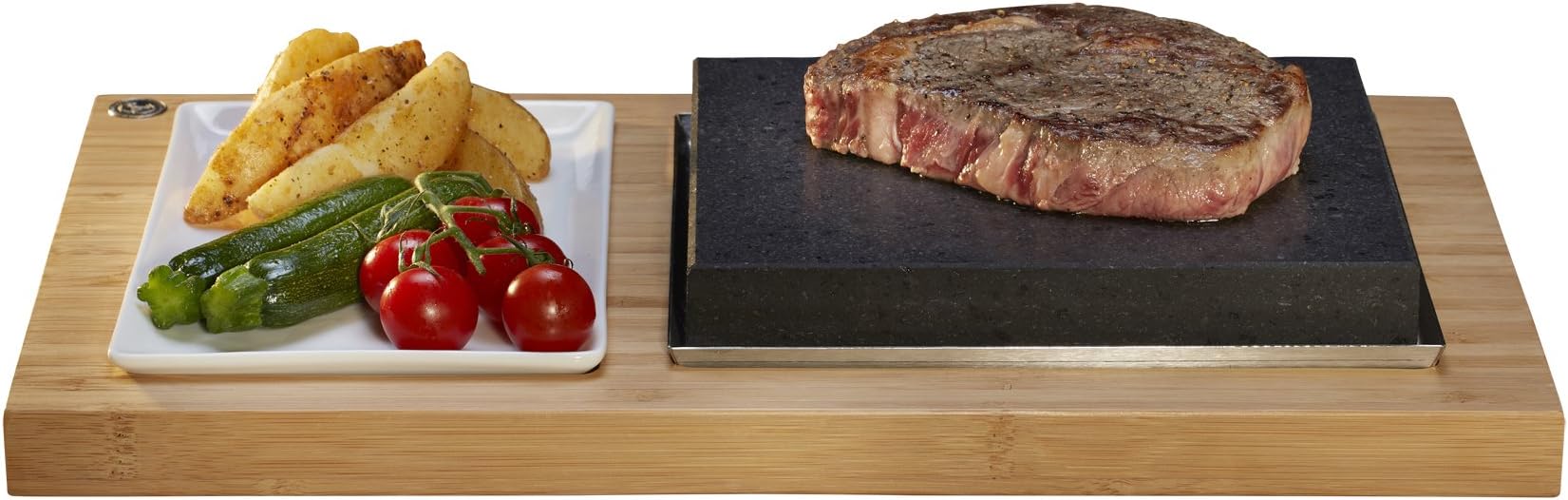 SteakStones The Sizzling Steak Plate Set, an Official Hot Stone Cooking Product. A Fun, Interactive Way to Enjoy Steak on The Stone Using Lava as seen on Dragons Den