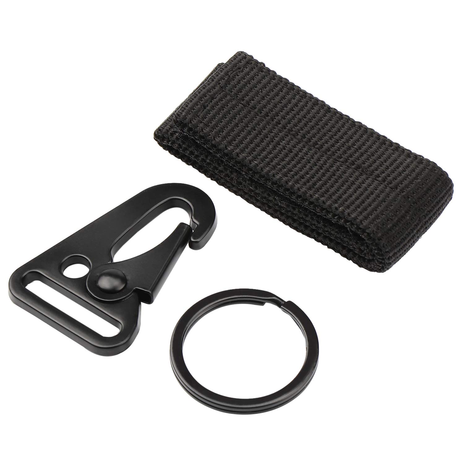 6 Moschettoni Tattici Neri Con Portachiavi - In Nylon, Per Escursionismo, Campeggio, Attività Outdoor - Foto 13