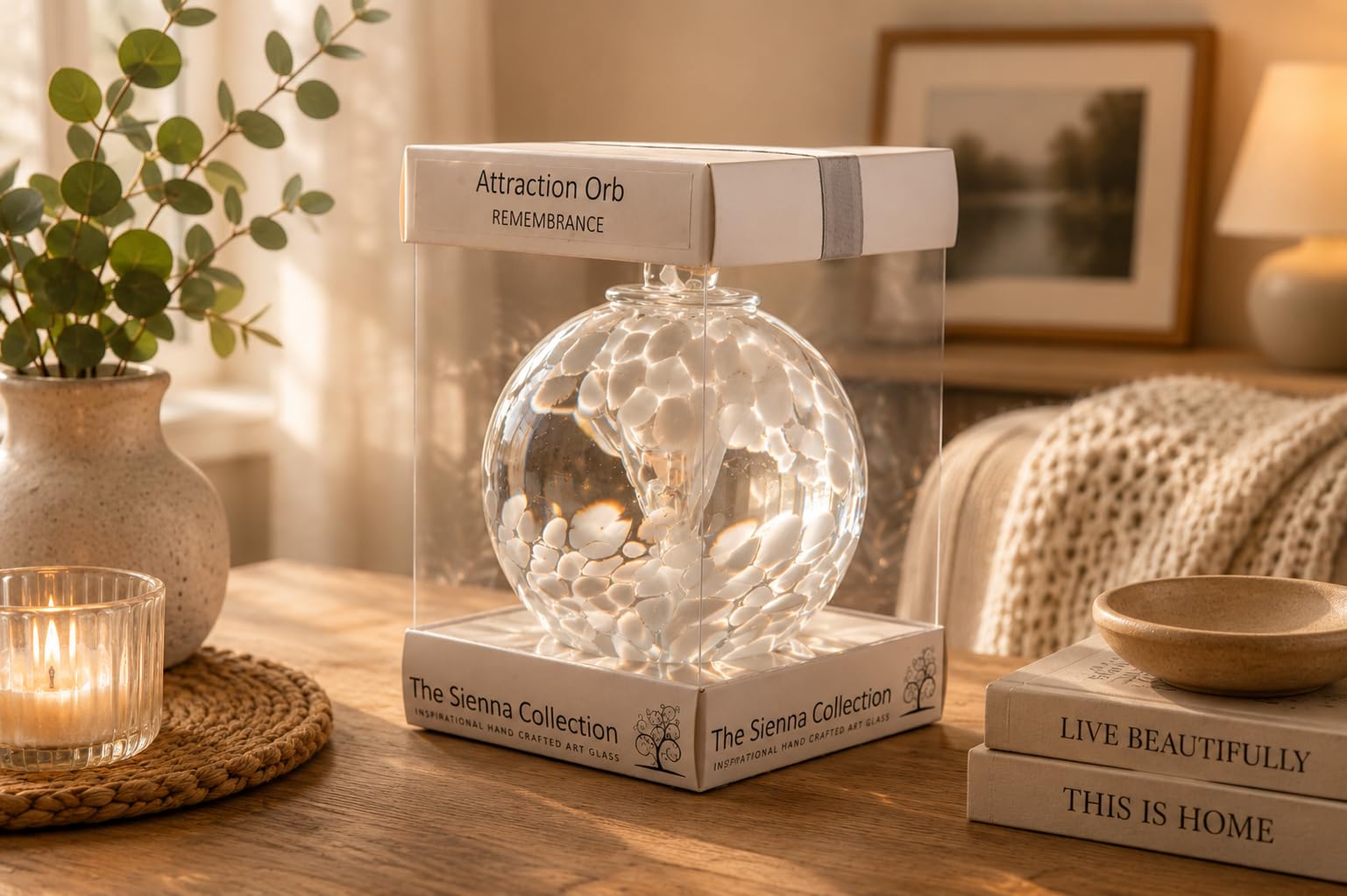 Sienna Glass White Attraction Orb Remembrance In
