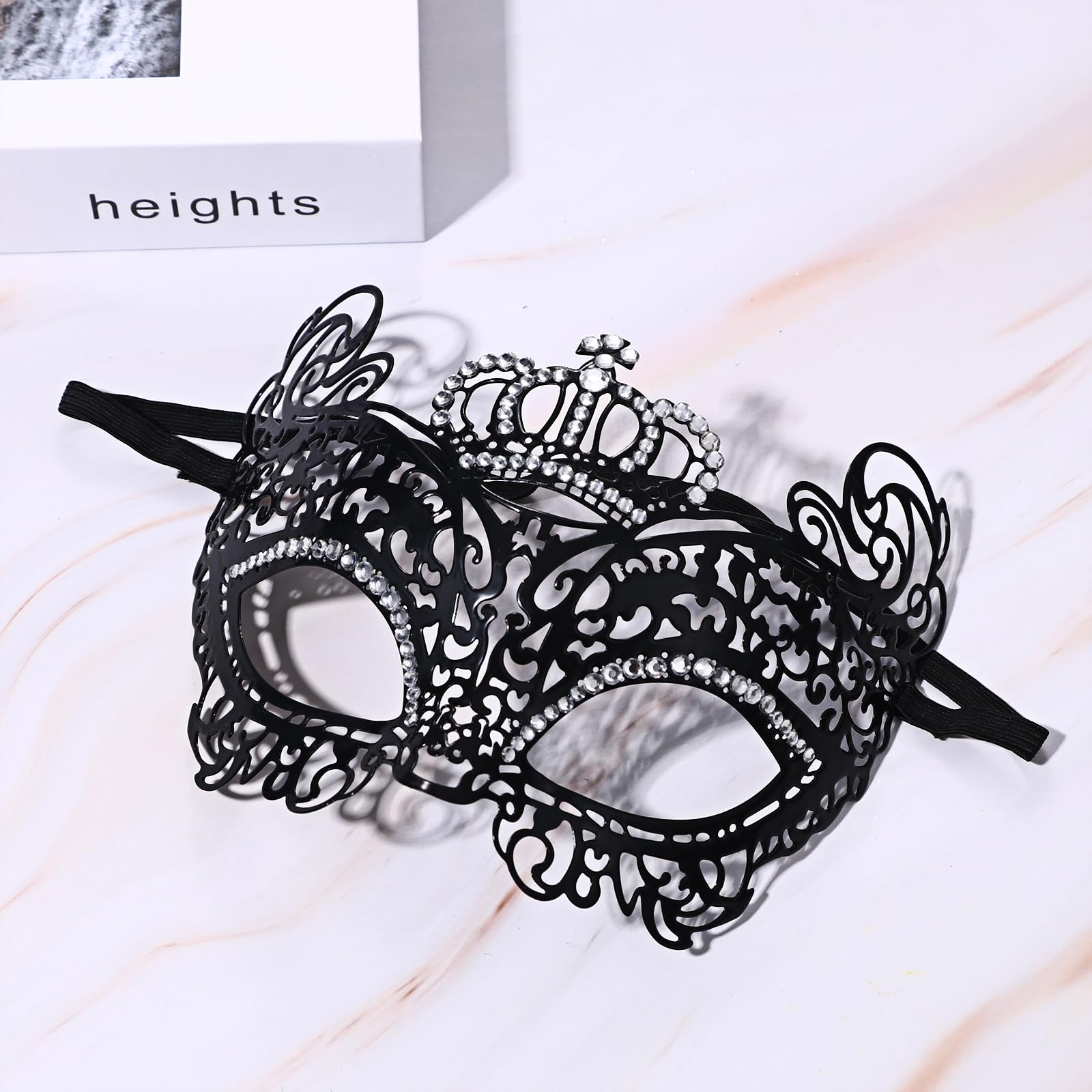 Oidea Masquerade Mask for Women: Black Elegant Hollow Crown Rhinestones Metal Half Face Mask Venetian Mardi Gras Mask Costumes Party Prom Ball Mask - Image 4