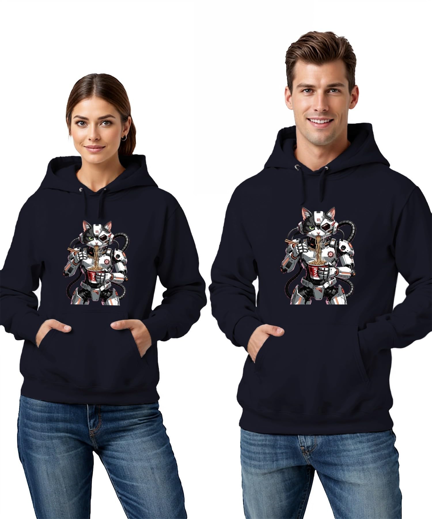 Cyborg - Sudadera con capucha y diseño de gato