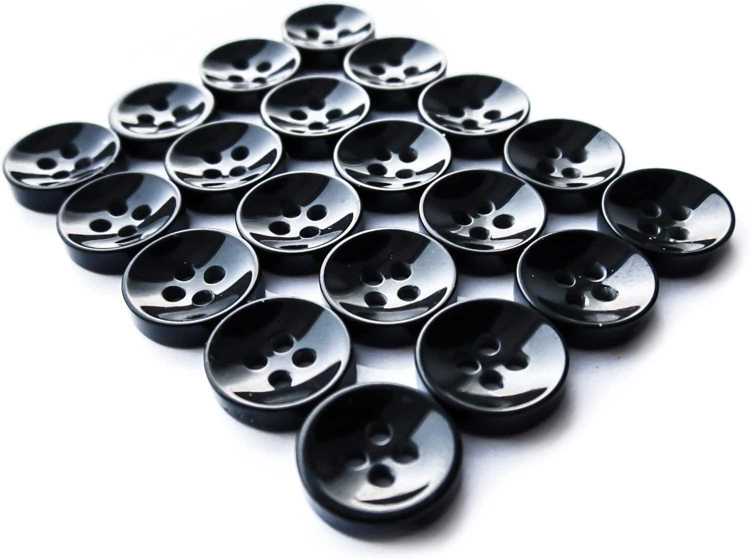 12 Pcs Black Buttons for Shirt 4 Hole 11mm Round Buttons 18L Plastic Round Sewing Ideal for Shirt Blouse Dress Skirt DIY Craft Project Clothes Decor Scrapbooking