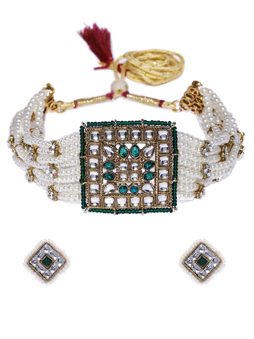 ZAVERI PEARLS Gold Plated Pearls Choker Necklace Set For Women-ZPFK9103 (B081ND6432) Amazon Price History, Amazon Price Tracker