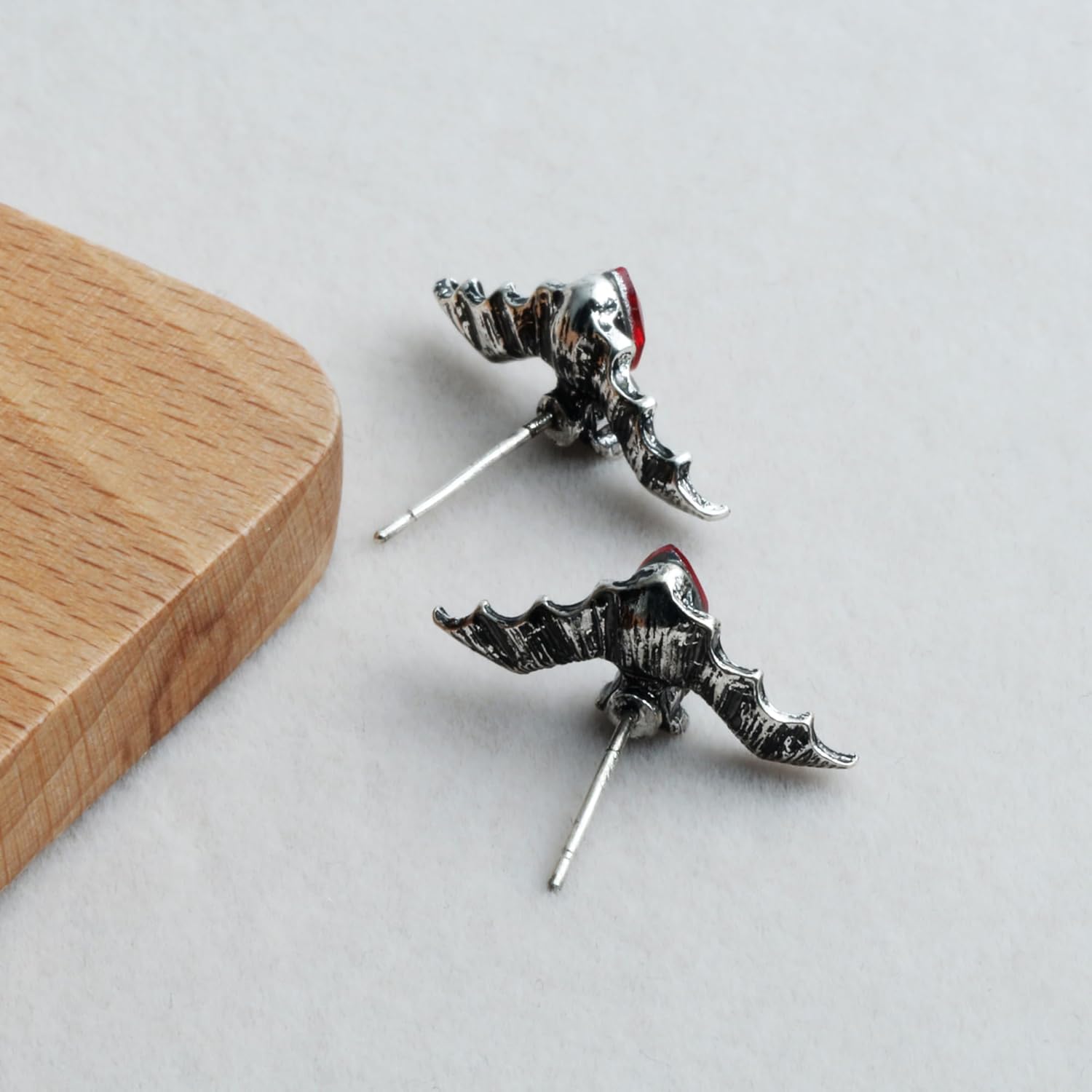 Gothic Dark Bat Earrings Studs for Men Women Halloween Costume, Sterling Silver Posts - Image 6