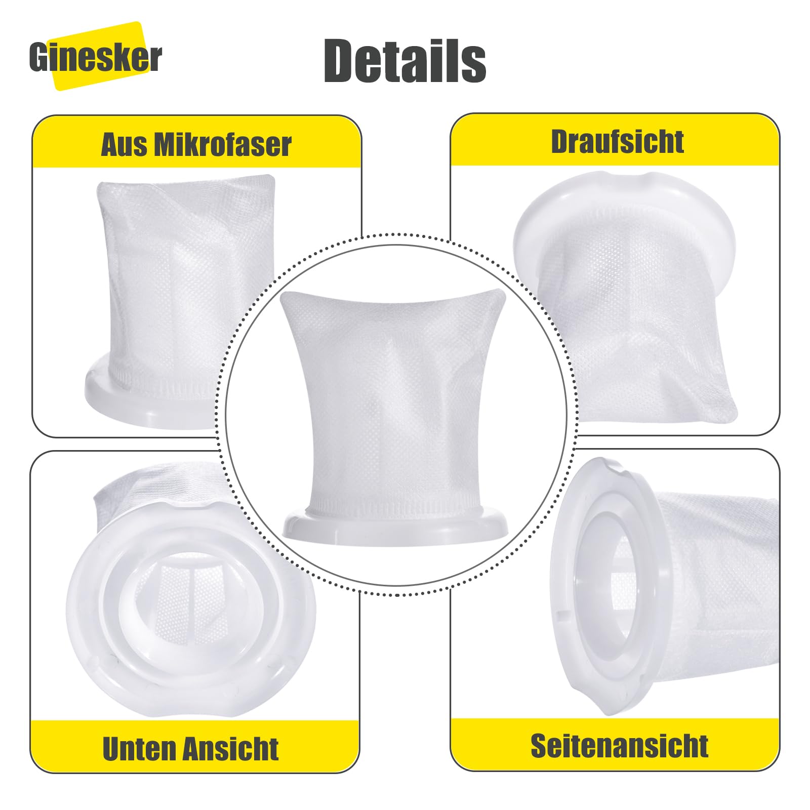 6 Stück Ersatzfilter Für Vorwerk Kobold VC100 Akku Staubsauger - Inkl. Reinigungsbürste