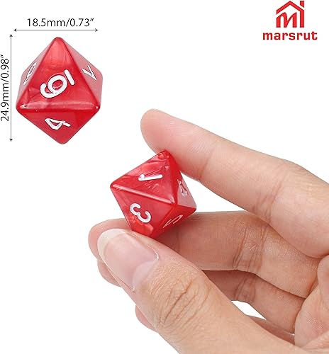 Miniatura 2 de Juego de dados poliédricos D8 para juegos de mesa de fiesta, colección de dados de 8 lados (10 unidades, color rojo)