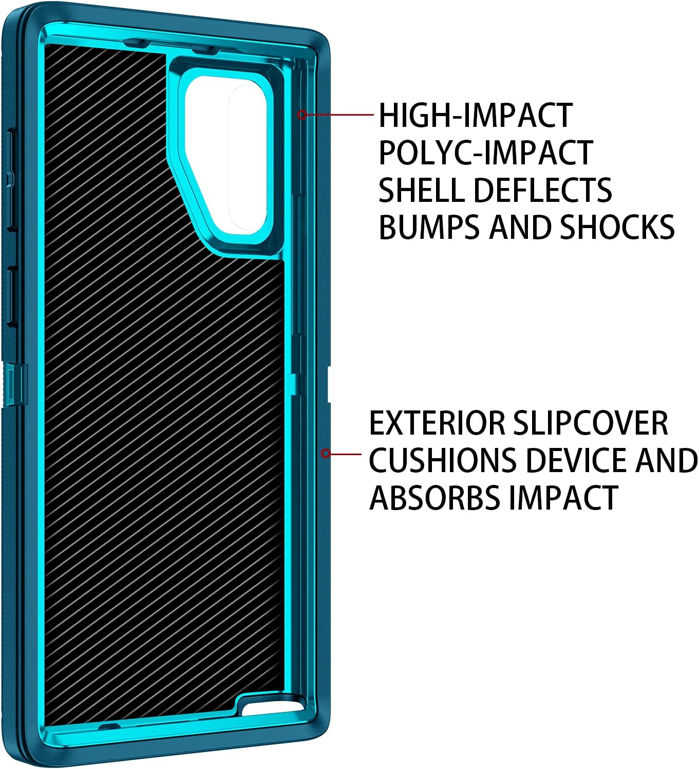 for Galaxy Note 10 Plus Case,Shockproof Dropproof Dustproof,3-Layer Full Body Protection Heavy Duty Hard Cover Case for Galaxy Note 10 Plus 6.8 inch(2019 Release),Turquoise - Image 5