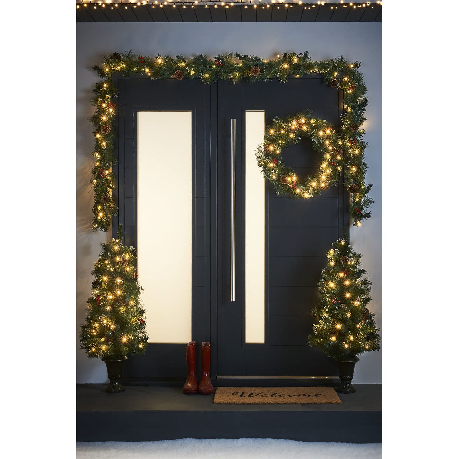 WeRChristmas Pre-Lit Decorative Christmas Tree, Wreath & Garland Set