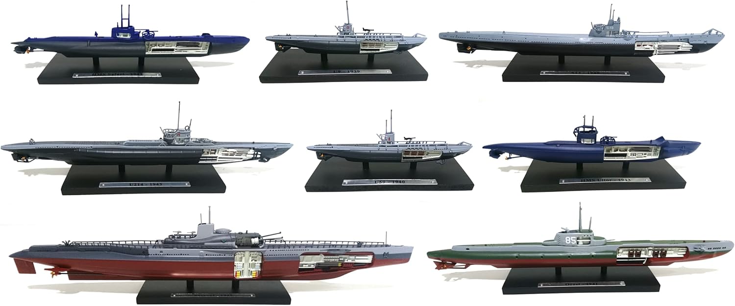 OPO 10 - Lote de 8 submarinos Militares 1/350 Segunda Guerra Mundial Alemania + GB + URSS + Polonia + Francia (051021)