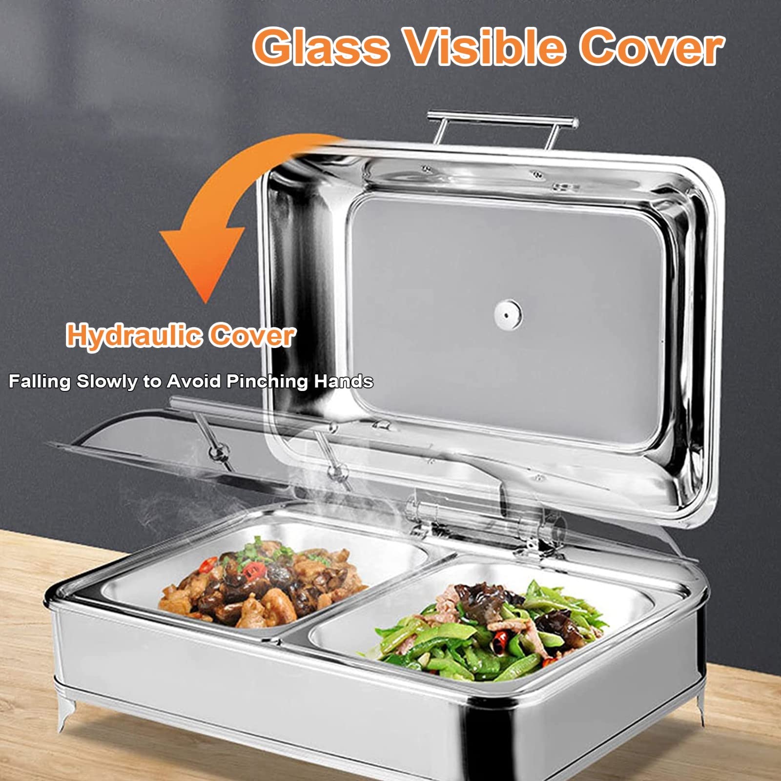 Calentador eléctrico de 9 litros con tapa, calentador de buffet para fiestas, bodas y banquetes, temperatura ajustable para servicios de catering y eventos