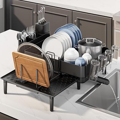 Urackify Dish Drying Rack with Large Capacity, Expandable Stainless Steel