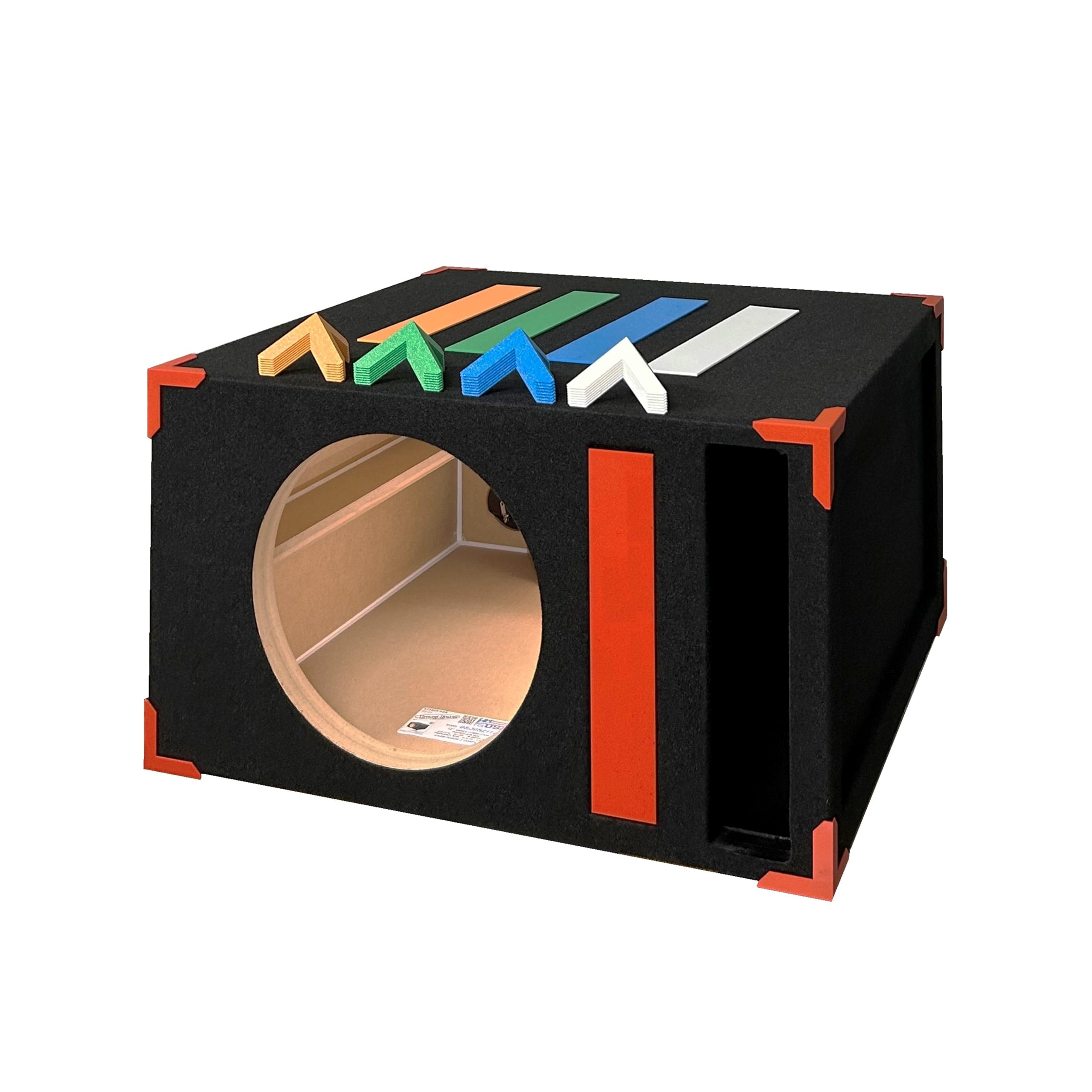 30HZ Reinforced Competition Single Ported Sub Box Sub Woofer Enclosure Speaker Box Car Audio Subwoofer Ground Shaker Box Ground-Shaker (Corners RED, 12")