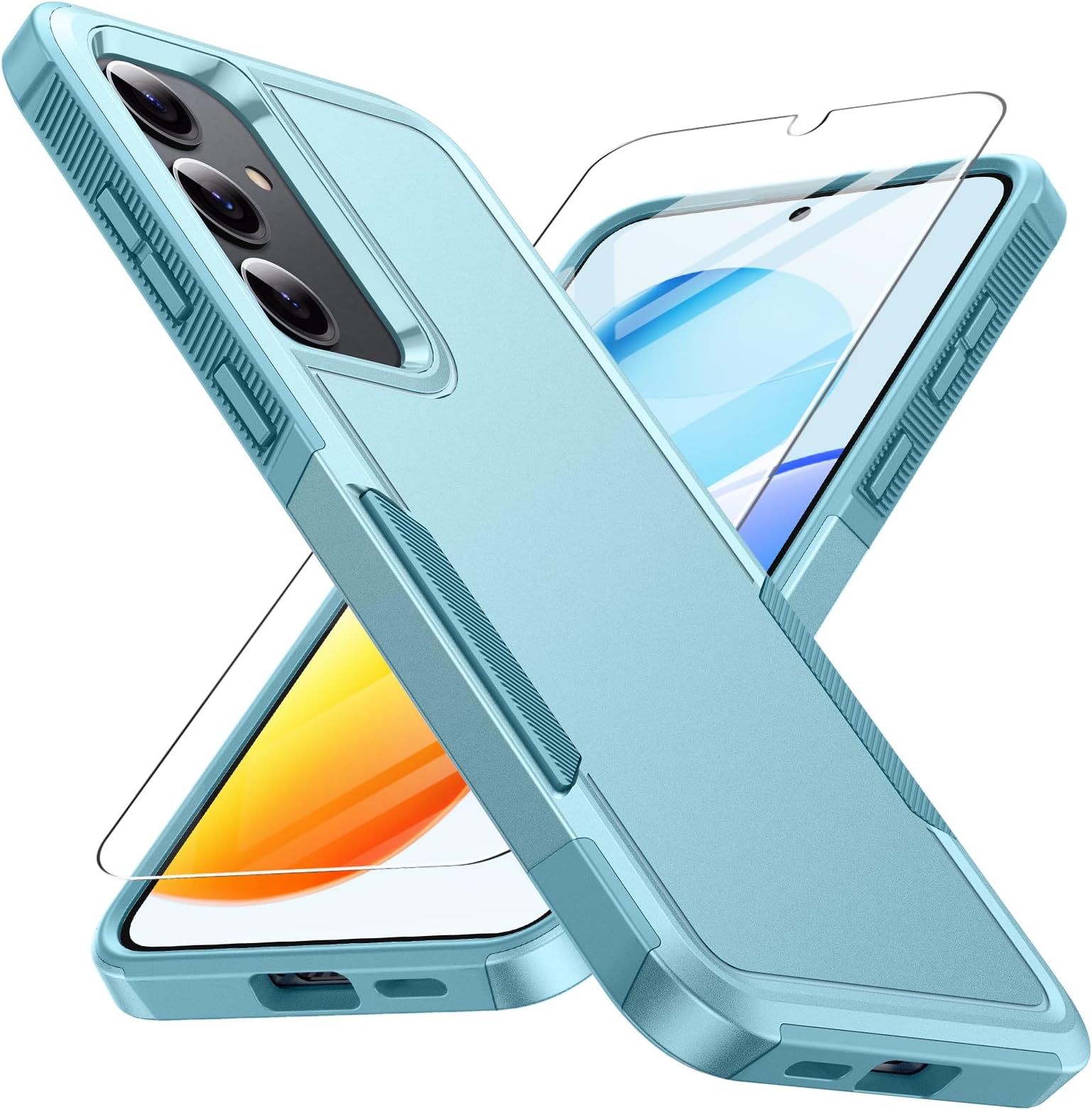 FNTCASE for Samsung Galaxy S25-Plus Case: S24-Plus Dual Layer Shockproof Protective Cell Phone Cover Military Grade Drop Proof Protection Hybrid Matte Textured Rugged Hard Phonecase (Mint Green)