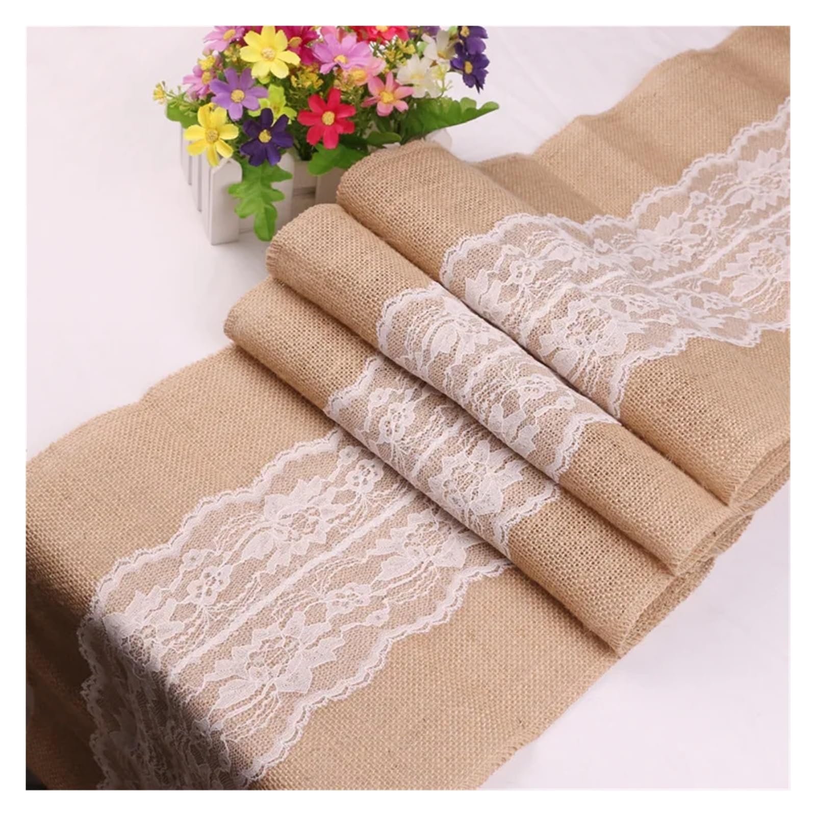 Runner Da Tavola Natalizio 275 cm juta lino iuta tavolo gadget matrimonio sala da pranzo tovaglia ristorante runner(Lace 1)