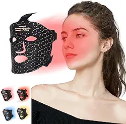 【Atualizado em 2025】Terapia de luz vermelha para rosto, 4 modos, máscara facial de LED portátil, terapia de luz com controle remoto, infravermelho próximo 850, máscara terapêutica de luz vermelha com