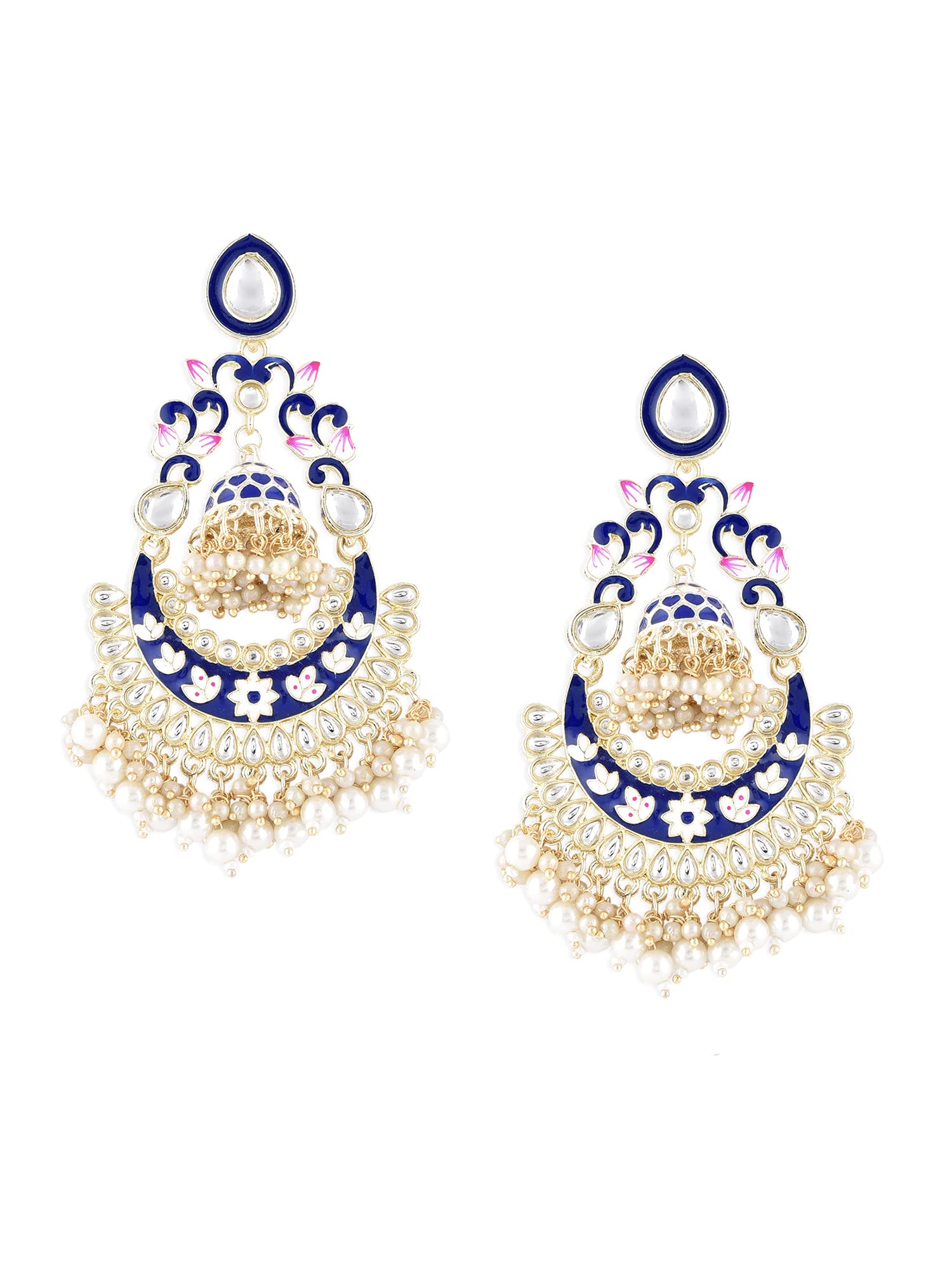 Zaveri Pearls Blue & Pink Meenakari Ethnic Kundan Dangle Earrings For Women-ZPFK14593 (B0BCFYPH8N) Amazon Price History, Amazon Price Tracker
