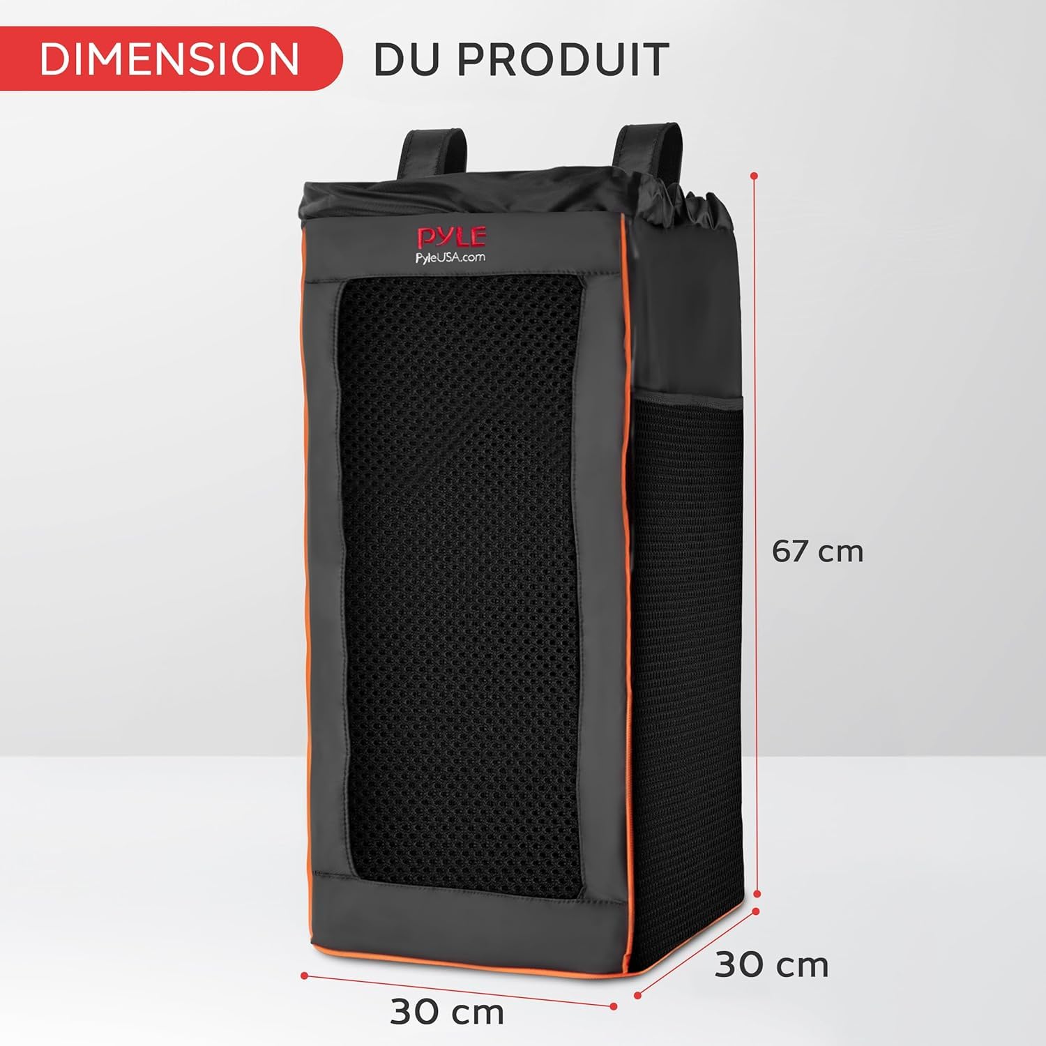 Pyle Housse Étanche pour Enceinte Bluetooth – Sac à Dos de Transport Anti-Déchirure avec Poches Latérales, Bretelles Réglables et Cordon de Serrage