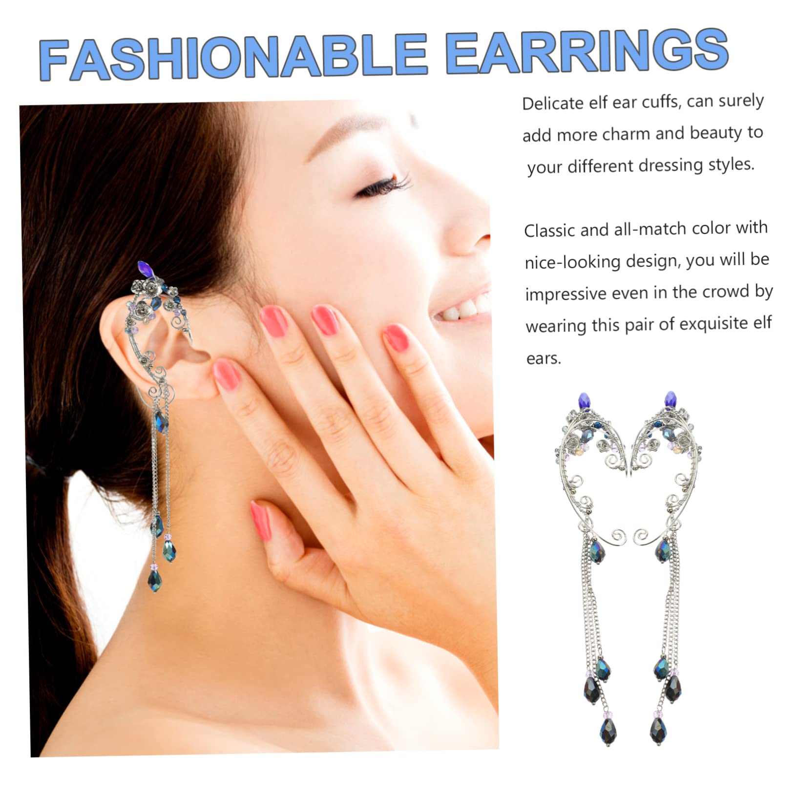 Clip per orecchie da elfo graziosi orecchini per le donne polsino con ala di perle earrings for women bow earrings polsino dell'orecchio per le donne orecchio da elfo lega