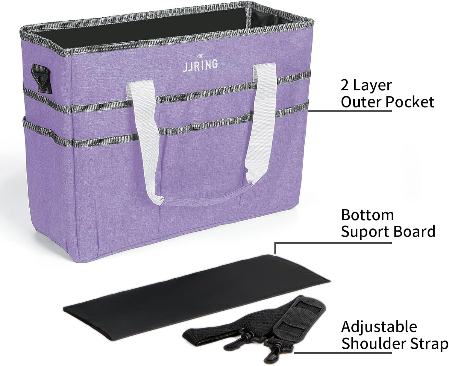 JJRING Craft Organizer Tote Bag, Large Art Storage Caddy with Multiple Pockets, Lilac Sewing Bag for Art, Craft, Scrapbooking, Medical, and Office Supplies Storage - Image 4
