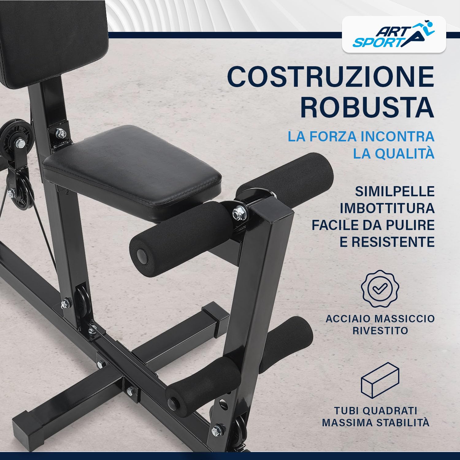 ArtSport Panca Multifunzione ProfiGym 2000 con barra lat e butterfly, cavo di trazione e estensore delle gambe - 9 pesi da 40 kg - Stazione multifunzionale per allenamento a casa