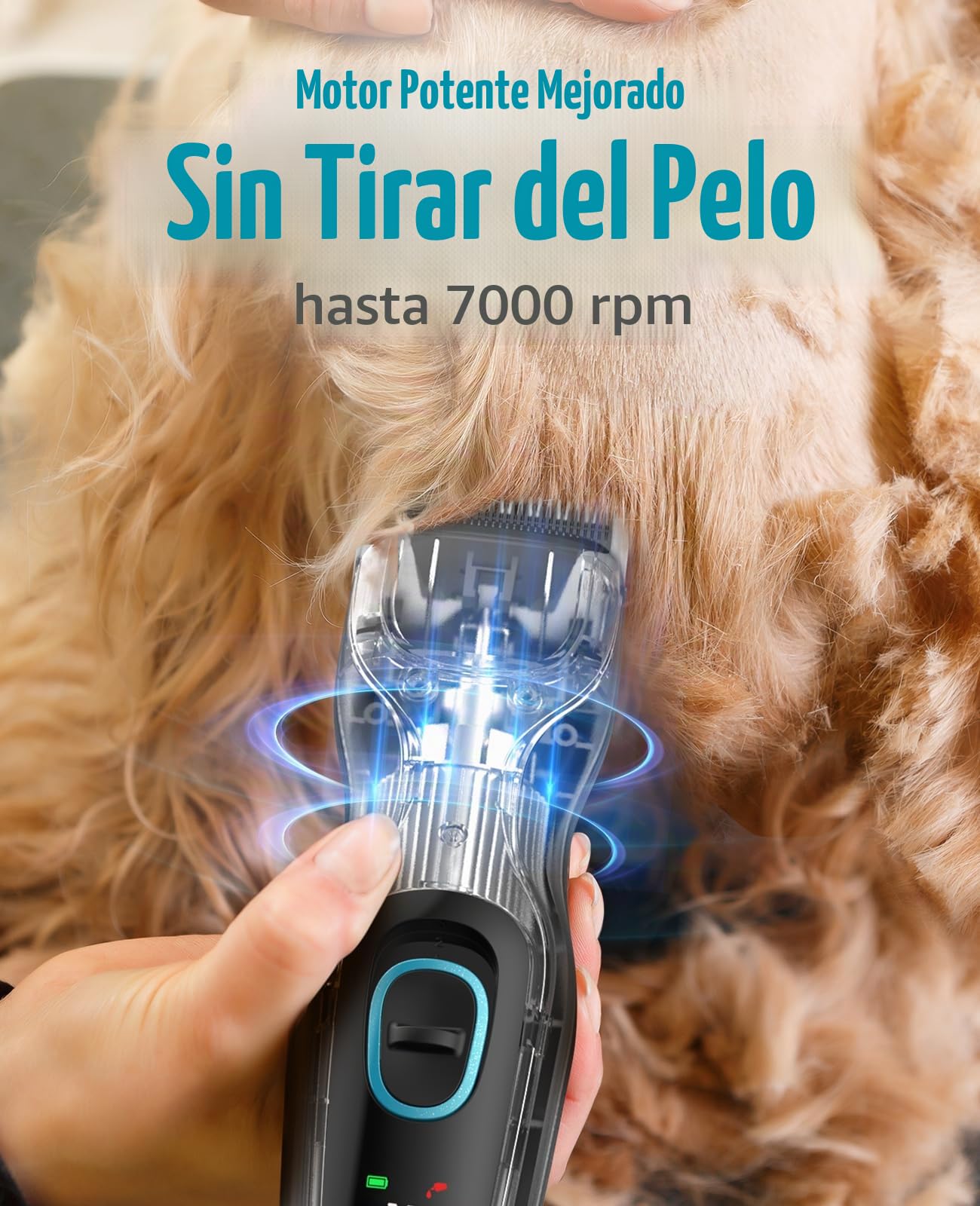 oneisall Cortapelos profesionales para pelo grueso, cortaúñas para perros para cacapú, cortadora de aseo de perros resistente con hoja de metal desmontable, cortadora inalámbrica para mascotas