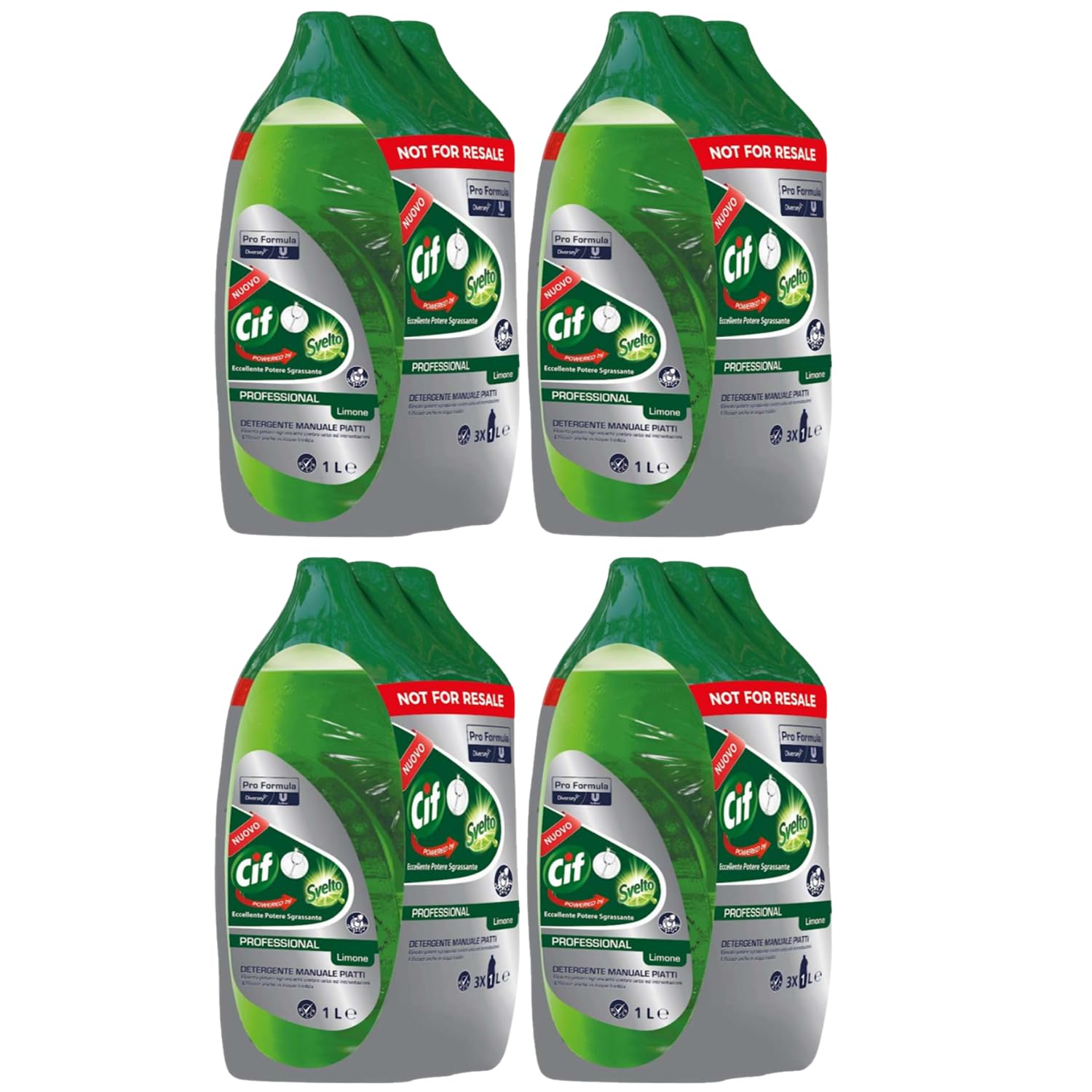 Cif powered by Svelto | 12 x 1L (12 Litri) Detergente Manuale Piatti profumo di Limone, Pro Formula, Elevato potere Sgrassante contro unto ed incrostazioni - Efficace anche in Acqua Fredda