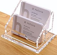 Vista 2 de Soporte de Tarjetas de Visita de Acrílico para Escritorio, Soporte Transparente para Tarjetas de Visita de 2 Niveles, 2 Ranuras, Organizador