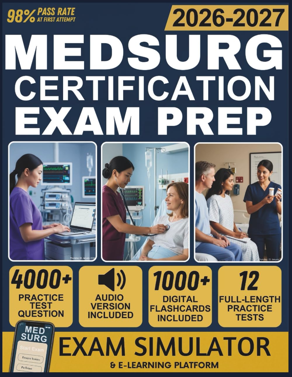 MED SURG CERTIFICATION EXAM PREP 2026-2027: 12 Full-Length Practice Tests, 4,000+ Practice Questions, Exam Simulator, Audiobooks, Flashcards & Complete Domain Mastery for ANCC Certification Success